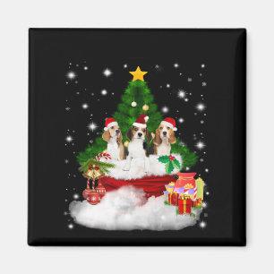 Aimant Trois Père Noël Beagle Avec Arbre De Noël