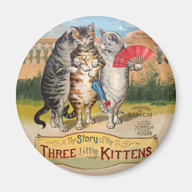 Aimant Trois Petits Chatons Illustration de Mère l'Oie (Devant)