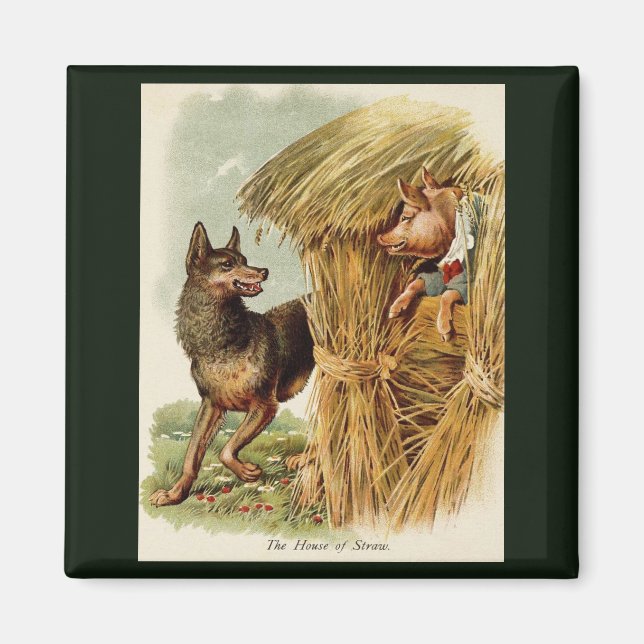 Aimant Trois Petits Cochons Grand Méchant Loup, Conte de  (Devant)
