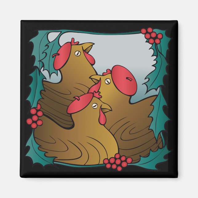 Aimant Trois poules françaises (Devant)