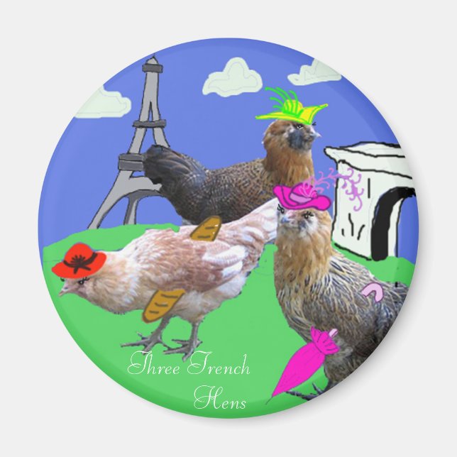 Aimant Trois poules françaises (Devant)
