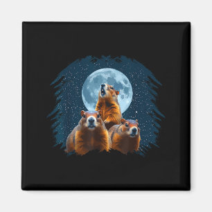 Aimant Trois Tête de Marmotte et Lune Joyeuse Journée de