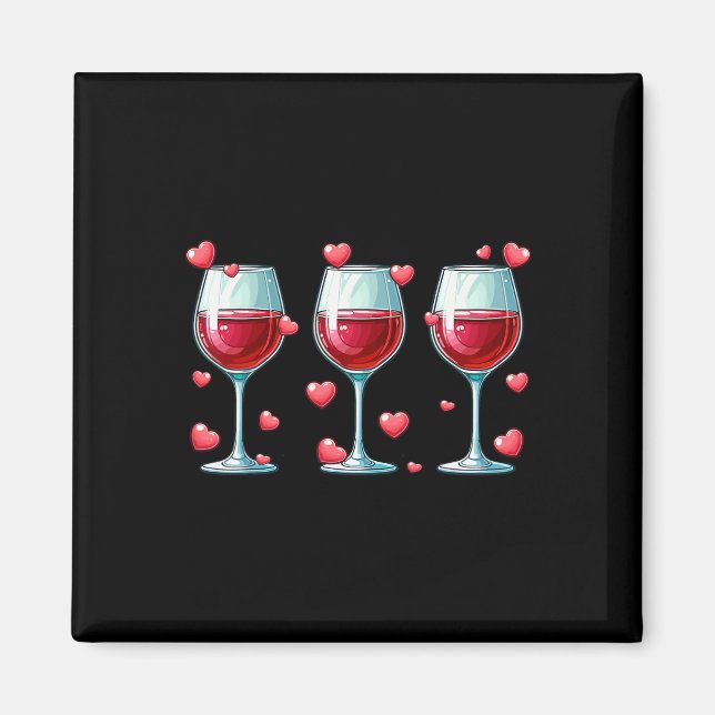 Aimant Trois verres de vin Saint-Valentin Couple Drôle Dr (Devant)