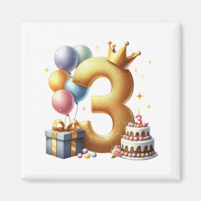 Aimant Troisième anniversaire doré (Devant)