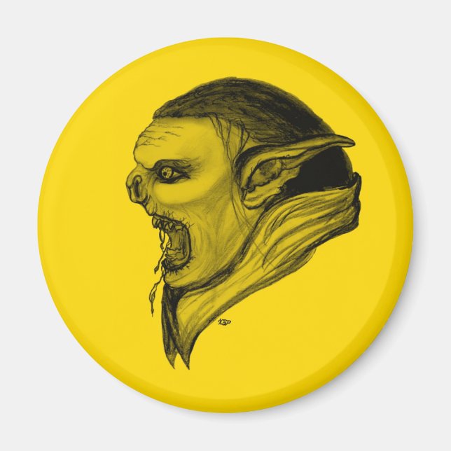 Aimant Troll schwarz gelen design (Devant)