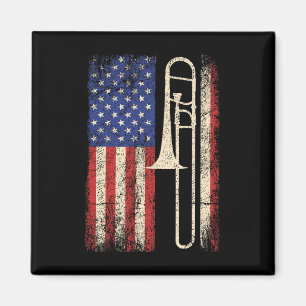 Aimant Trombone États-Unis Drapeau Chemise Jazz Musique V