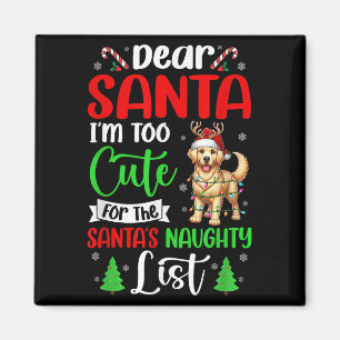 Aimant Trop mignon pour Père Noël Liste coquine Xmas Gold