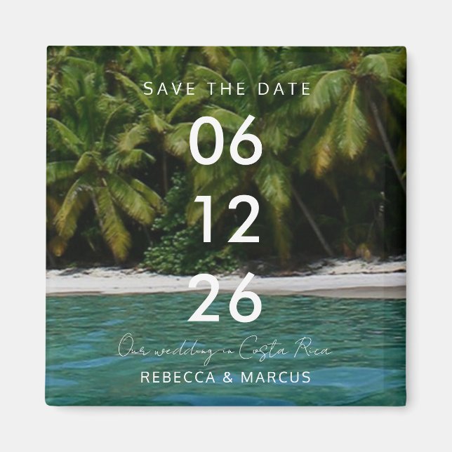 Aimant Tropical Beach Destination Wedding Save the Date (Devant)