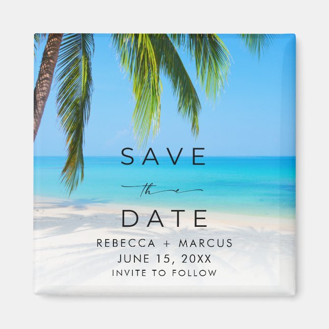Aimant Tropical Beach Wedding Save the Date (Devant)