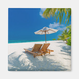 Aimant Tropical Beaches Lounge Chairs Beach, Bora Bora