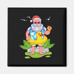 Aimant Tropical Eté Drôle Père Noël Hawaïen Noël