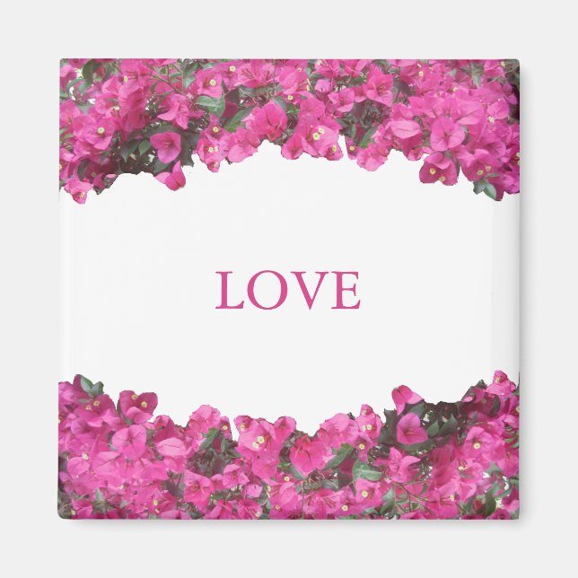 Aimant Tropical Flowers on White (Devant)