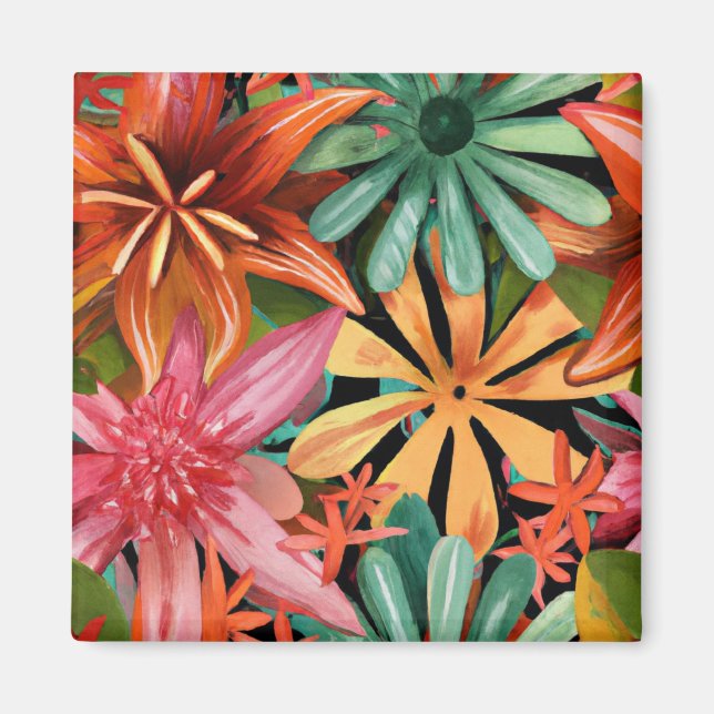 Aimant tropical/hawaïen/floral/fleur (Devant)