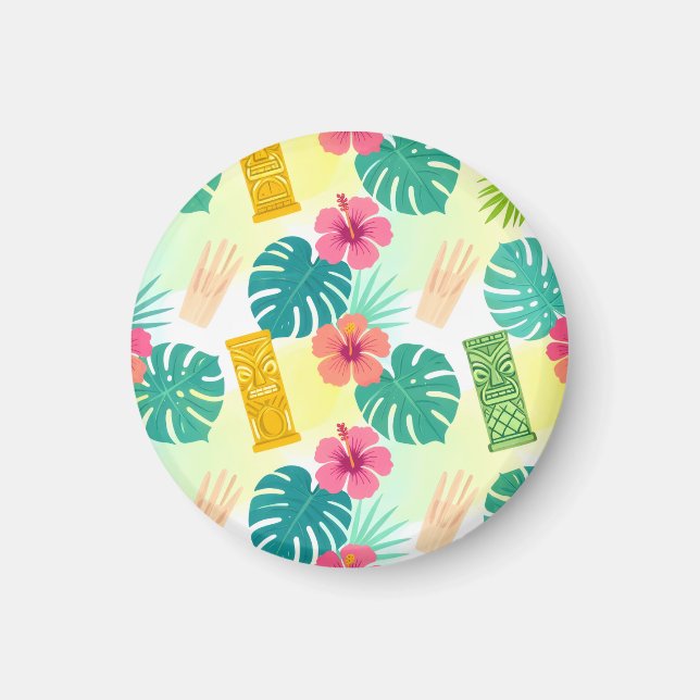 Aimant Tropical Hawaiian Tiki Pattern for Parties Wedding (Devant)