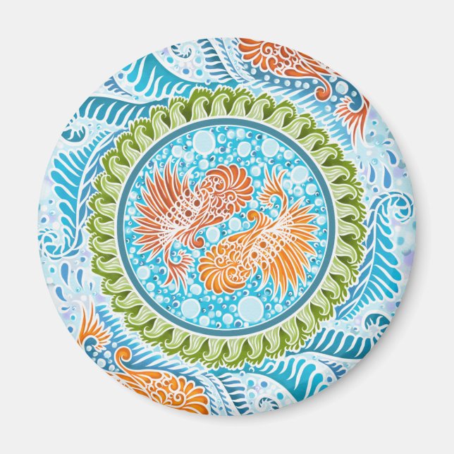 Aimant Tropical Koi Mandala | Art Zen Océan Vibrant (Devant)