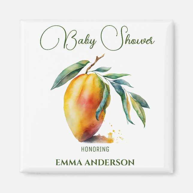 Aimant Tropical Mango | Baby Shower (Devant)