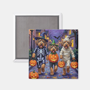 Aimant Trottant la nuit d'Halloween, des Airedale Terrier