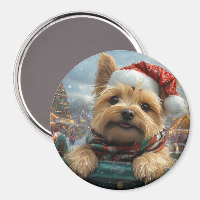 Aimant Trottinette de chien Cairn Terrier Noël (Recto/Verso)