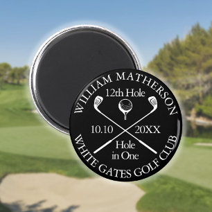 Aimant Trou en un de golf personnalisé en noir et blanc