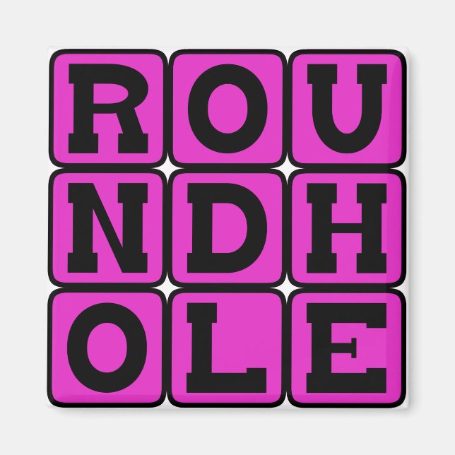 Aimant Trou Rond, Cheville Carrée (Devant)