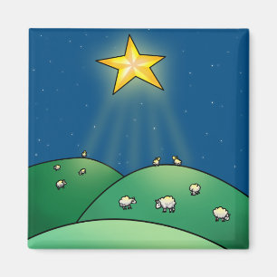 Aimant Troupeau des moutons sous l'étoile de Noël