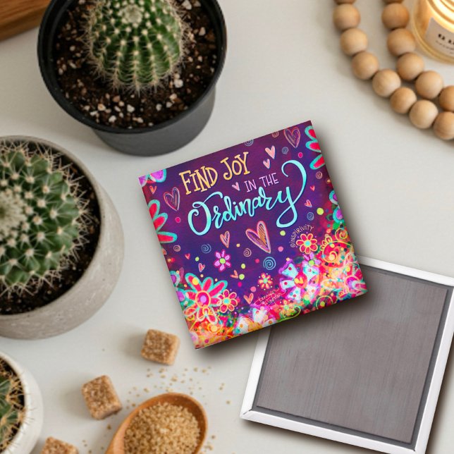 Aimant Trouver Joy Inspirivity Purple Fun Floral Inspiran (Créateur téléchargé)