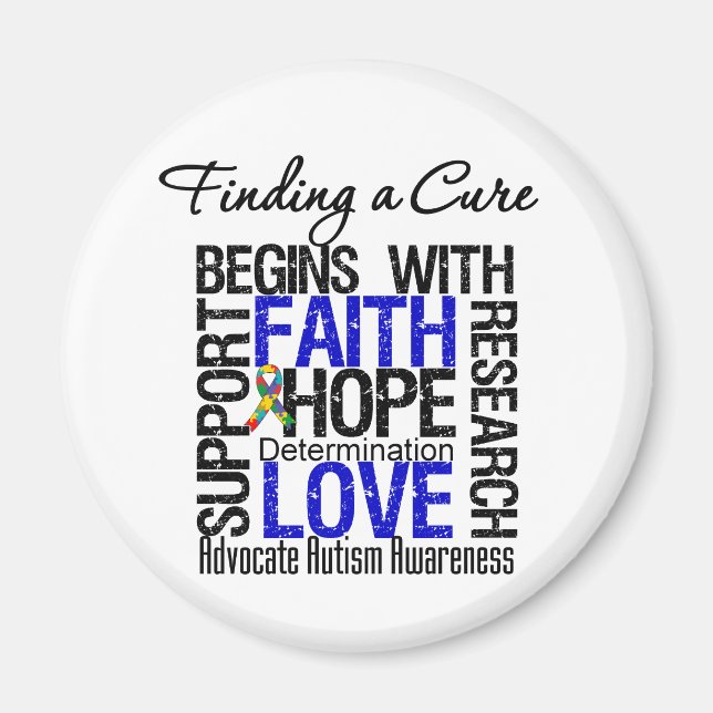 Aimant Trouver un remède à l'autisme (Devant)