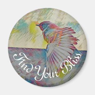 Aimant Trouvez votre oiseau d'arc-en-ciel de bonheur