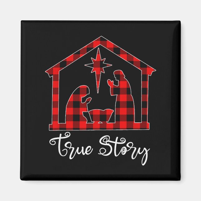 Aimant True Story Christmas Manger Nativity Scene Buffalo (Devant)