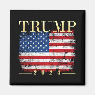 Aimant Trump 2024 Elegant Gold Vintage American Drapeau