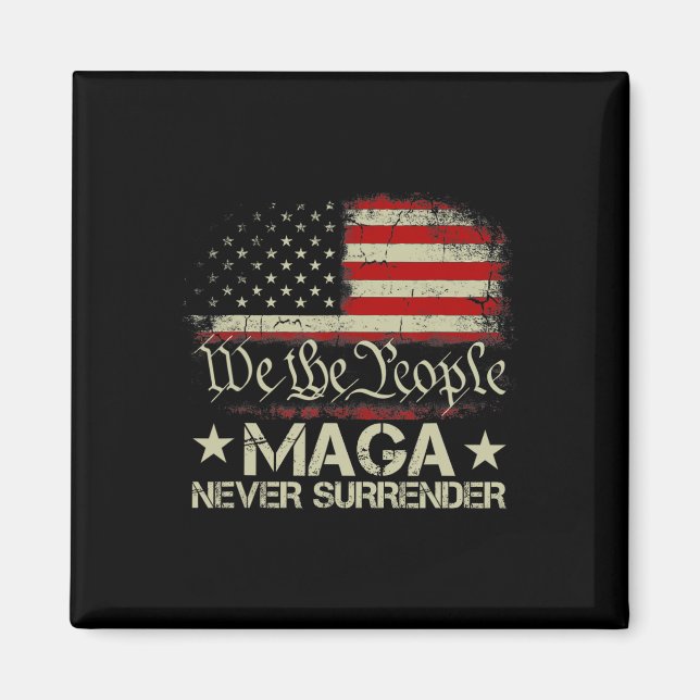 Aimant Trump 2024 Mega ne nous abandonne jamais le drapea (Devant)