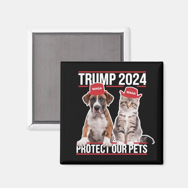 Aimant Trump 2024 Protégeons Nos Animaux de Compagnie Cha (Recto/Verso)