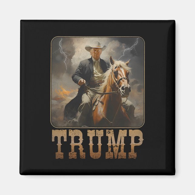 Aimant Trump 2025 Président Cow-boy Cheval à Monture West (Devant)