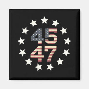 Aimant Trump 45 47 Étoiles Vintage USA American Drapeau