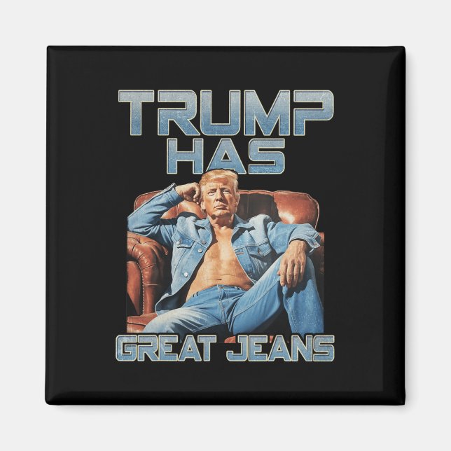 Aimant Trump a de grands jeans drôle graphique rétro deni (Devant)