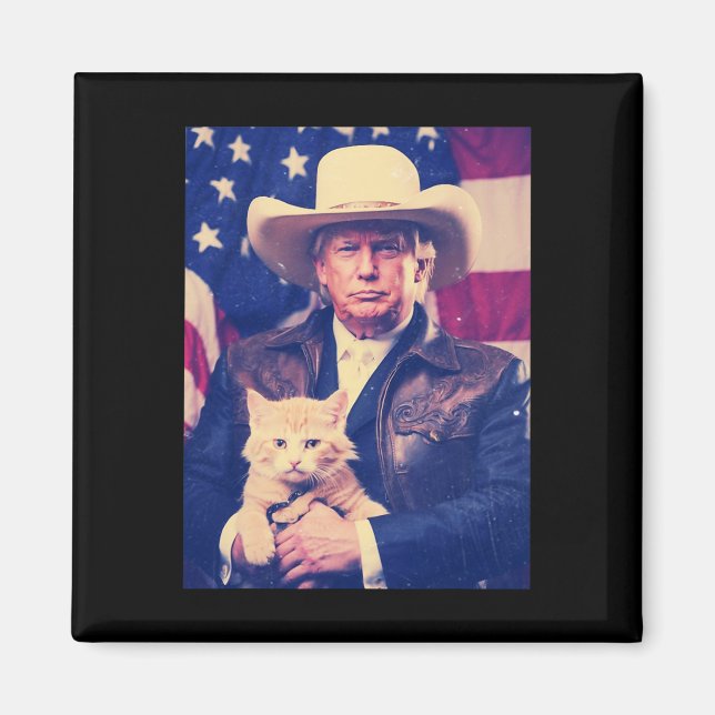 Aimant Trump Cat Shirt Funny Cowboy Donald Trump 2024 Ame (Devant)
