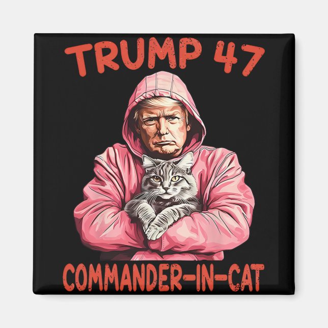 Aimant Trump Commandant En Chat Drôle Chat Et Trump (Devant)