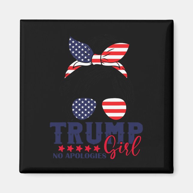 Aimant Trump Girl No excuses Messy Bun Trump 2024 Ameri (Devant)