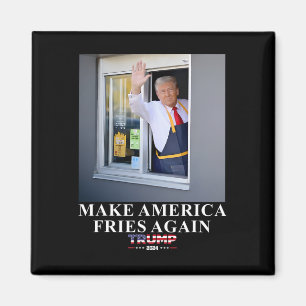 Aimant Trump Travaille Au Drive-thru Pour Faire Frites L'