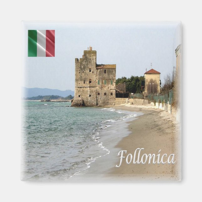 Aimant TSC011 FOLLONICA, Plage, Toscane, Frigo (Devant)
