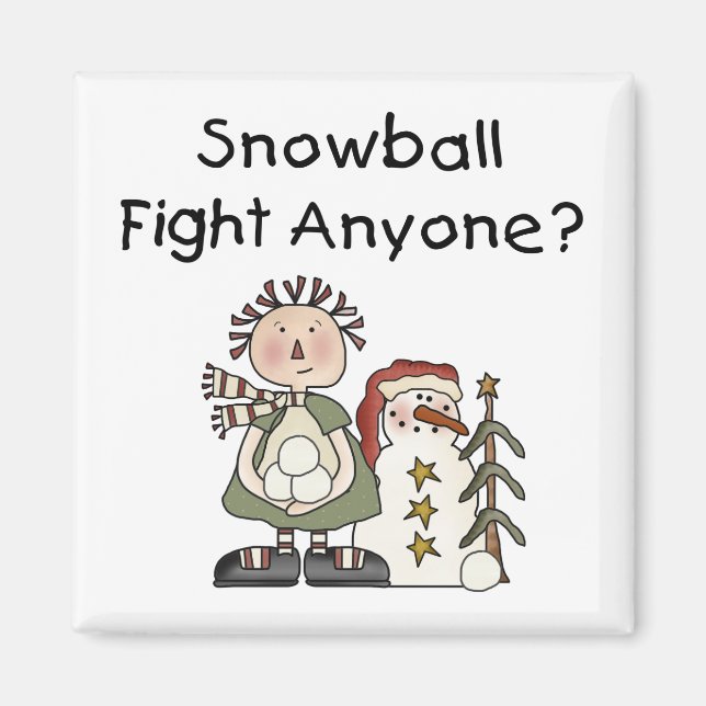 Aimant Tshirts et cadeaux de combat de boules de neige (Devant)