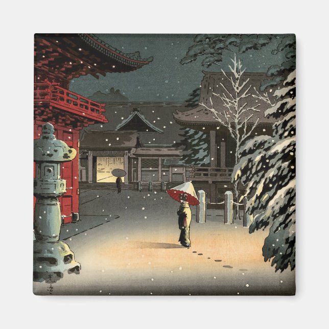 Aimant Tsuchiya Koitsu - Neige au temple de Nezu (Devant)