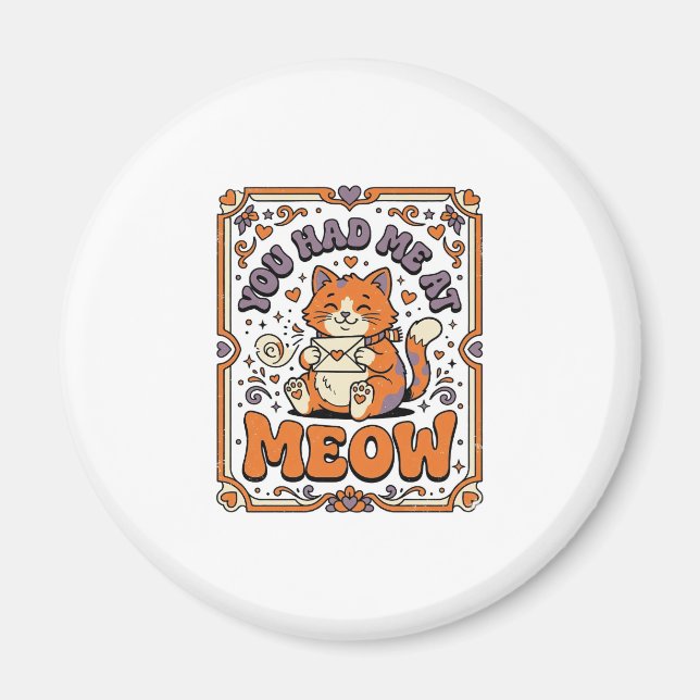 Aimant Tu M'as Eu À Miaou Chat Saint-Valentin Amour Vinta (Devant)