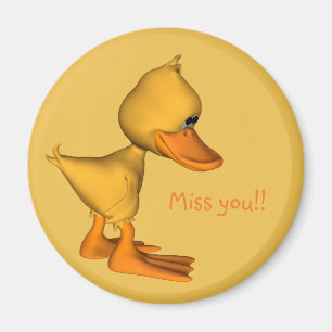 Aimant Tu me manques triste petit canard jaune de dessin 