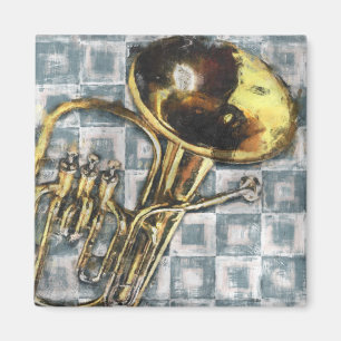 Aimant Tuba Grey Carré peinture musique