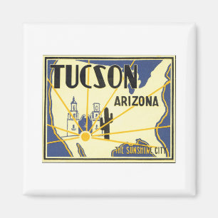 Aimant Tucson Arizona The Sunshine City Poster vintage