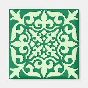 Aimant Tuile marocaine - émeraude et vert clair