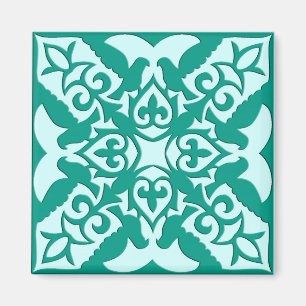 Aimant Tuile marocaine - turquoise et aqua