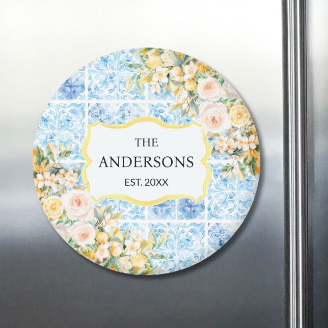 Aimant Tuiles Bleues Méditerranéennes Fleur Citron Nom de (Créateur téléchargé)