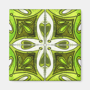 Aimant Tuiles de coeur inspirées par vert d'Azulejos de